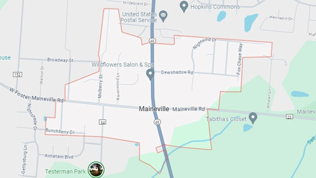Maineville, Ohio map.
