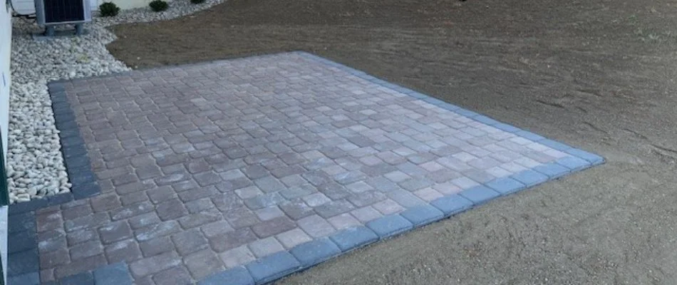 A new patio installation in West Chester, OH, using pavers.