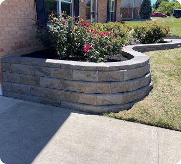 Retaining wall with flowers