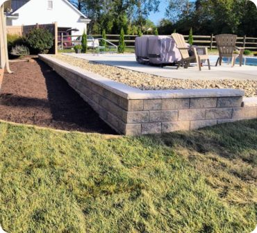 Seating wall and landscaping